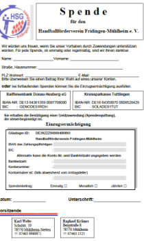 Spendenformular Handballförderverein Fridingen-Mühlheim e. V.